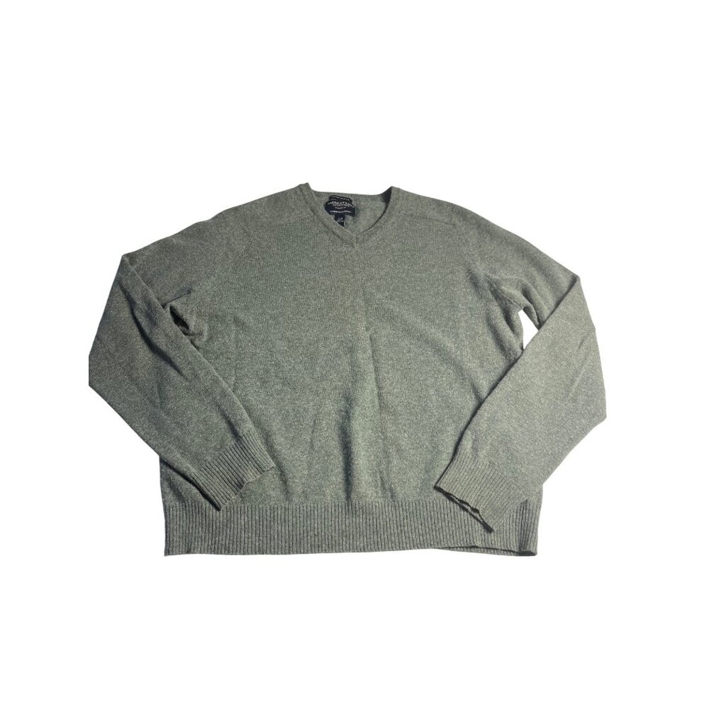 American Eagle Outfitters Vintage Slim Fit V-Neck Sweater L Lambs Wool green